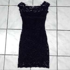 Little Black Lace Mid Off the Shoulder Bodycon Dress